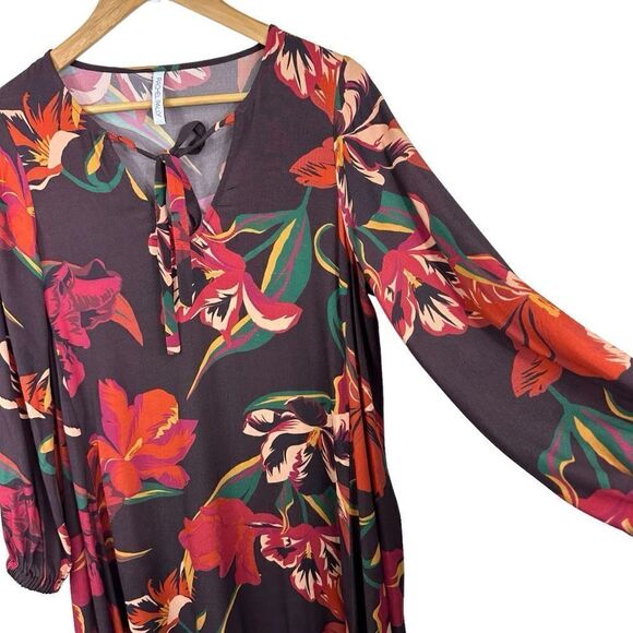 Rachel Pally Chocolate Brown Floral Crepe Manon Dress in Tulip, Size Small - Picture 5 of 11